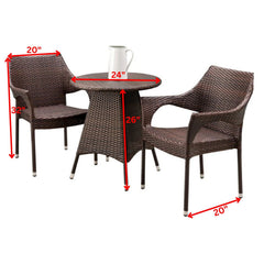 Misha Outdoor Patio Seating Set 2 Chairs and 1 Table Set (Dark Brown)