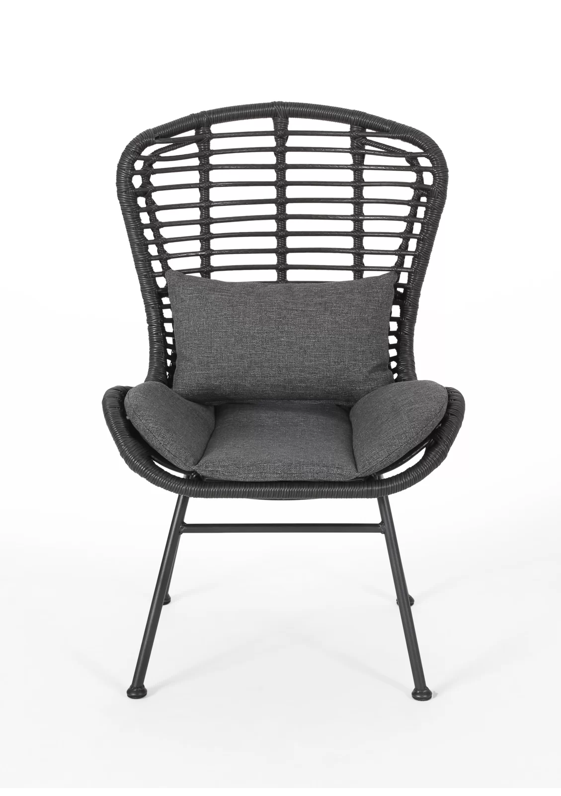 Mohak Outdoor Patio Seating Set 2 Chairs and 1 Table Set (Black)