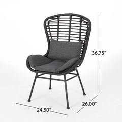 Mohak Outdoor Patio Seating Set 2 Chairs and 1 Table Set (Black)