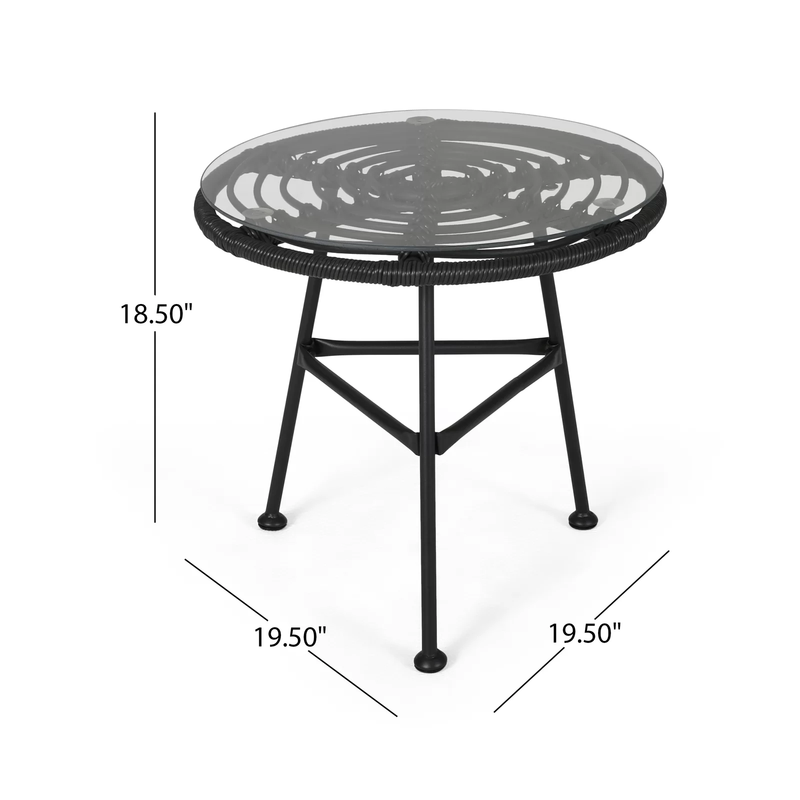 Mohak Outdoor Patio Seating Set 2 Chairs and 1 Table Set (Black)