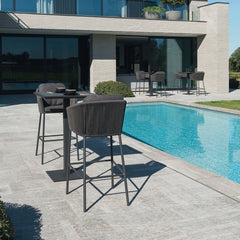 Parris Outdoor Patio Bar Set 2 Chairs and 1 Table Set (Dark Grey) Braided & Rope
