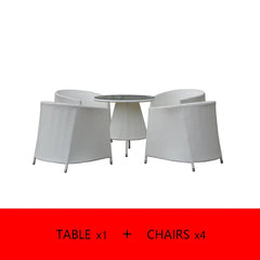 Llamas Outdoor Patio Seating Set 4 Chairs and 1 Table Set (White)