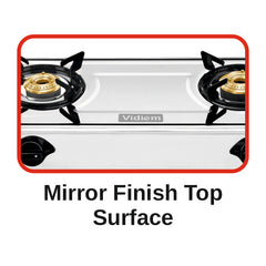 Vidiem Victor Stainless Steel Gas Stove 3 Burner| Brass Burners | Mirror Finish | Large Cooking Space | Anti-Rust | High