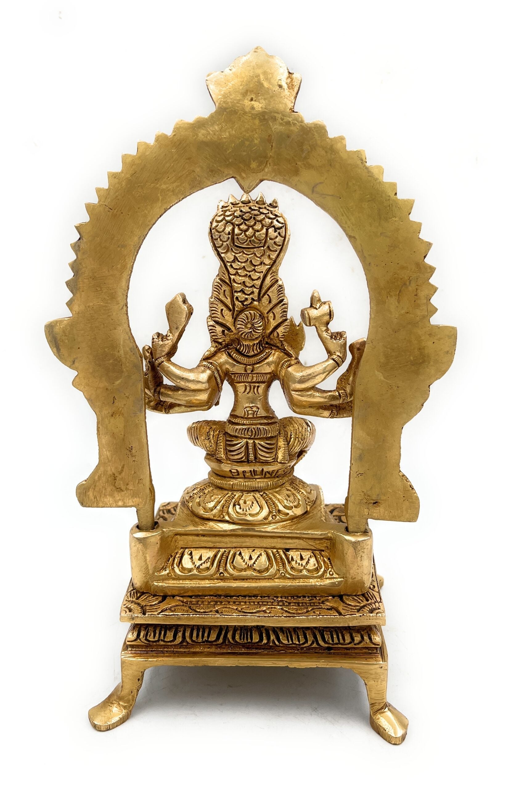 Handmade Brass Mariamman Idol, Mariyamma Devi Murti, Muthu Mariamman Statue, Samayapuram Amman Peetal Pital Vigraham for Puja Decor,Gold, 9 Inch, 1 Piece