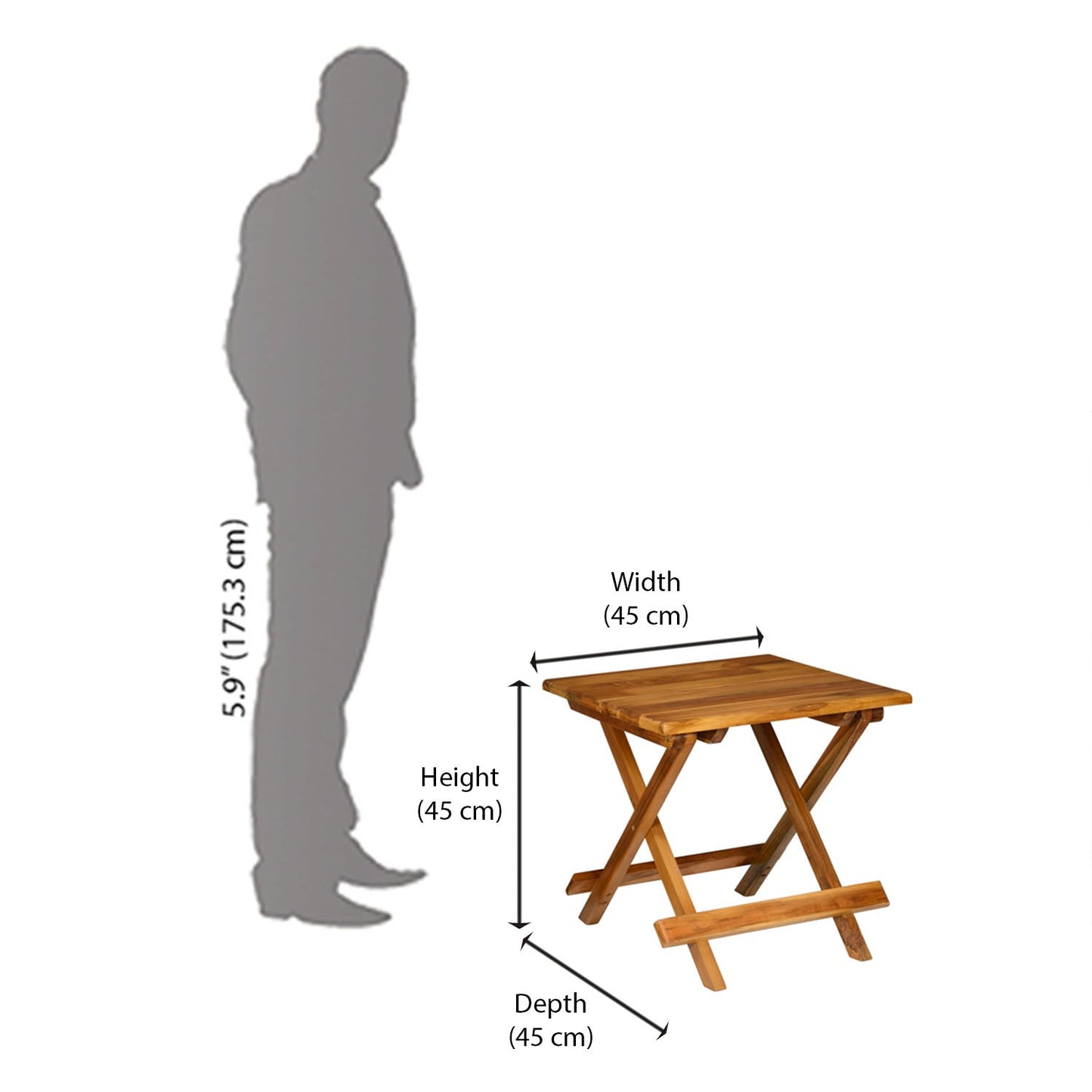 Nilkamal Pablo Teak Wood Folding Table (Natural Walnut)