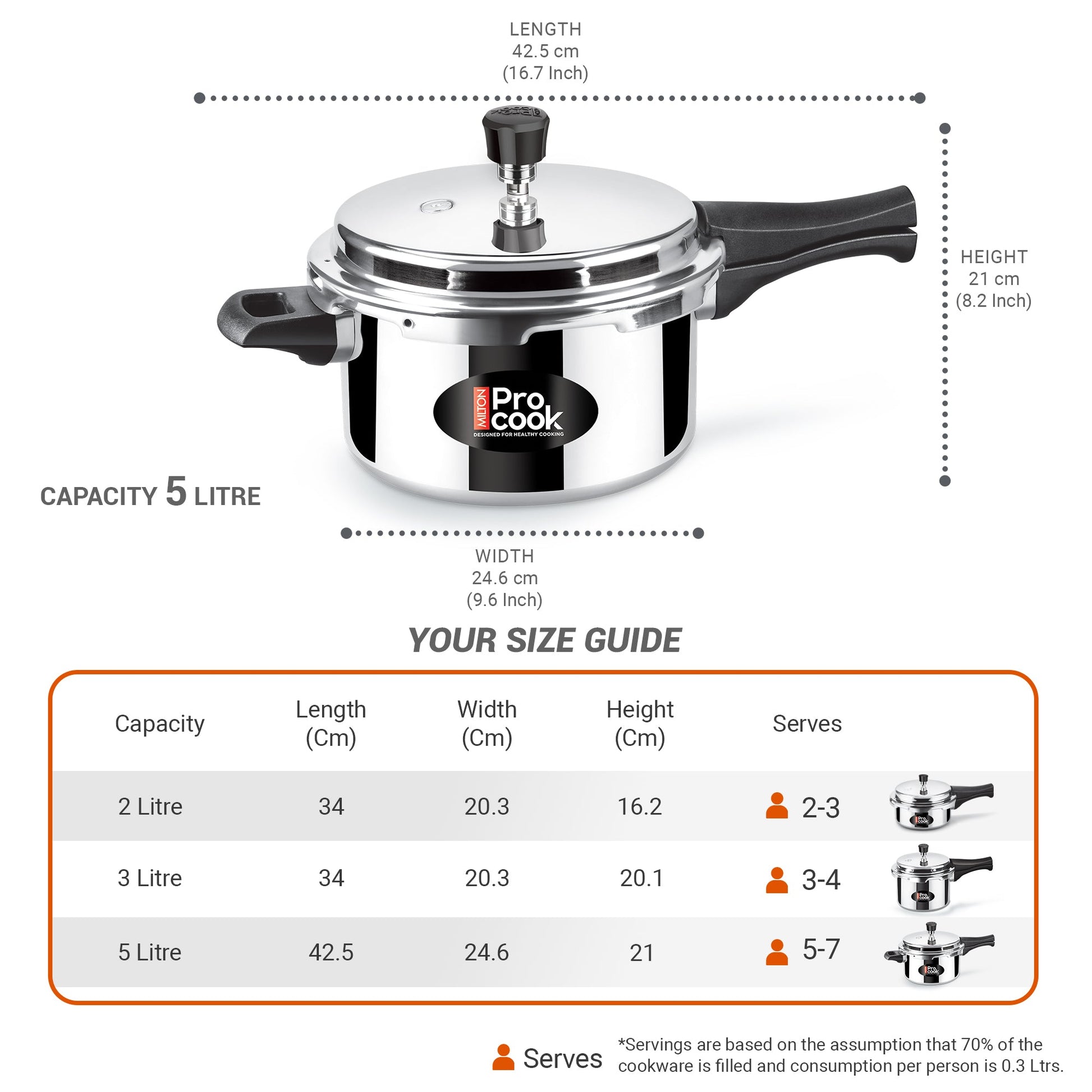 Pressure Cooker Outer Lid Aluminium Non Induction (Milton Procook)