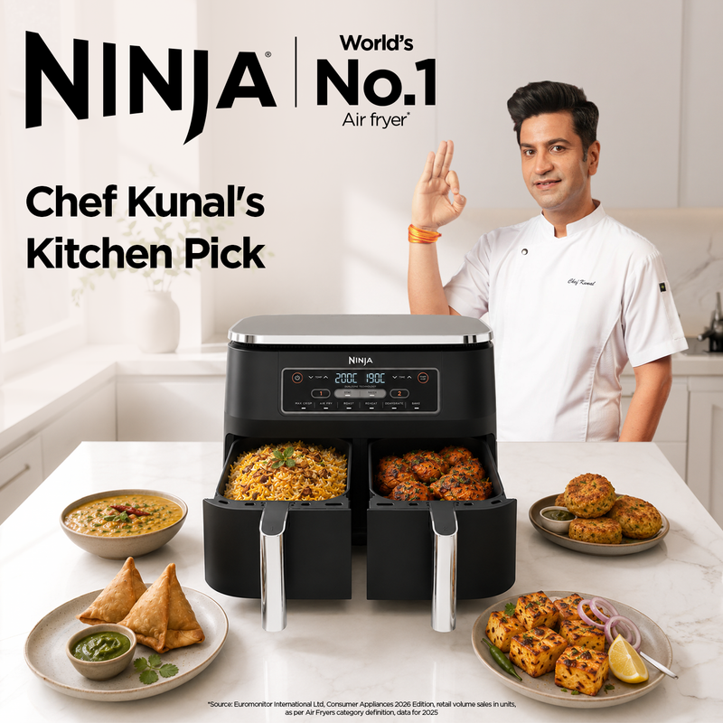 Ninja Foodi DualZone Air Fryer | 7.6L, 2 Drawers (AF300IN) | Cooking Surface Free from PTFE, PFOA & PFAS