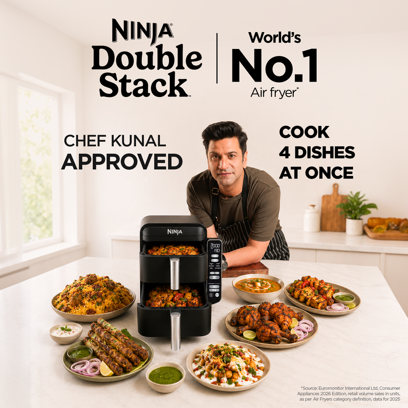 Ninja Double Stack DualZone Digital Air Fryer (SL300IN) | 7.6L, Cook 4 Foods at Once | Vertical Design