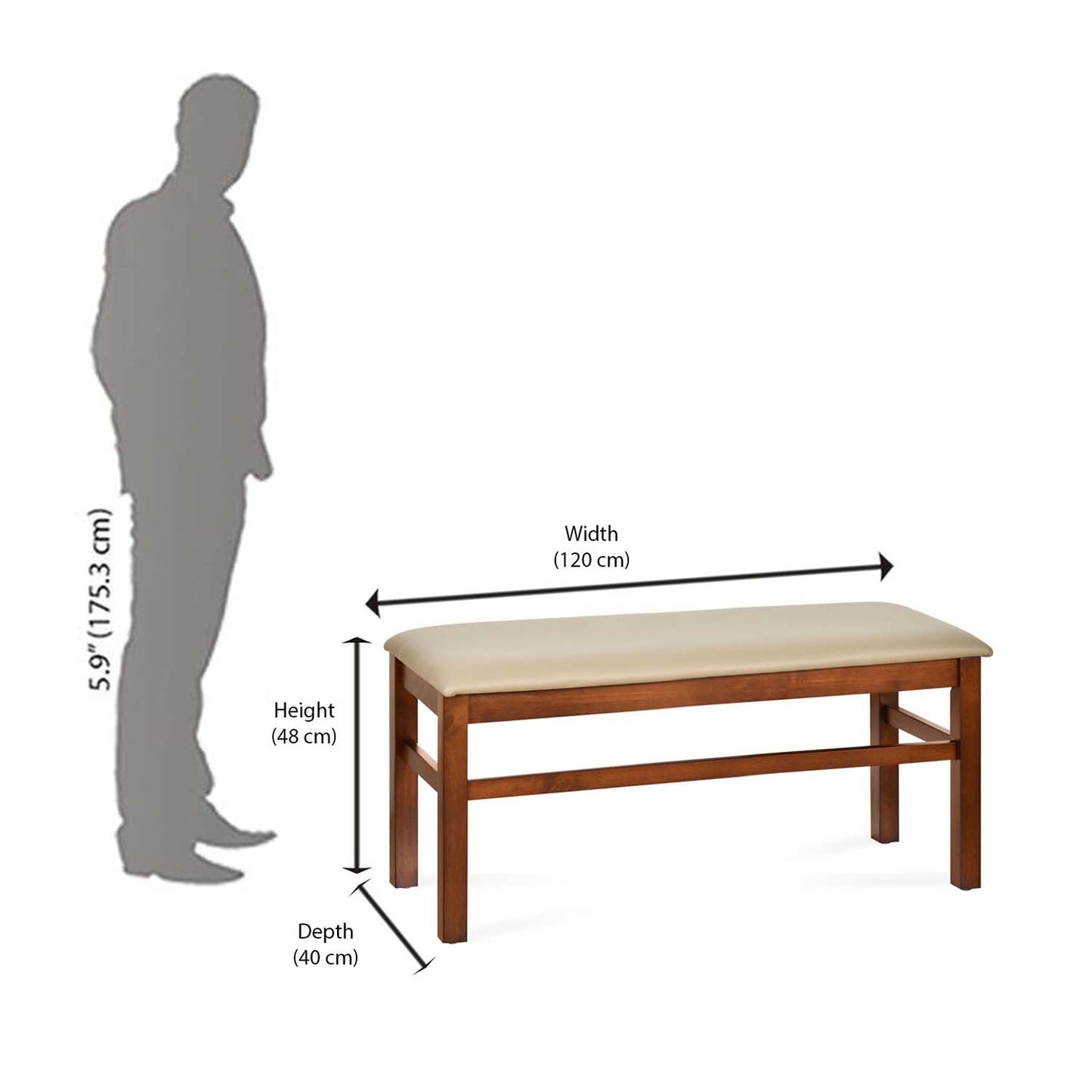 Nilkamal Pearl Multi Use Long Sitting Bench for Living Room | Dining Room (Cappuccino)