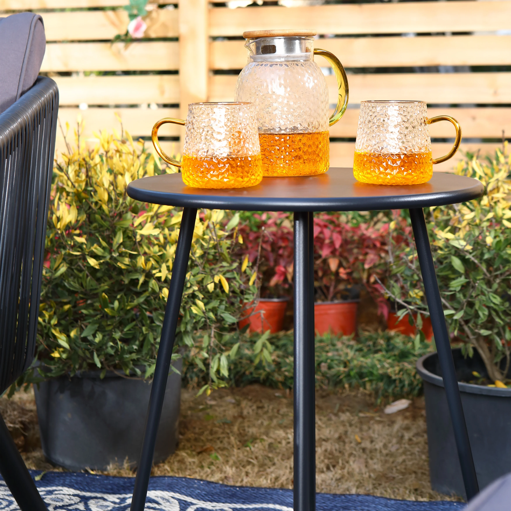 Culb Outdoor Patio Seating Set 2 Chairs and 1 Table Set (Black)