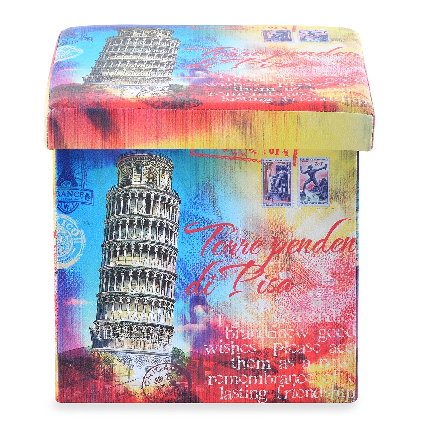 Nilkamal Pisa Folding Storage Ottoman (Blue / Pink)