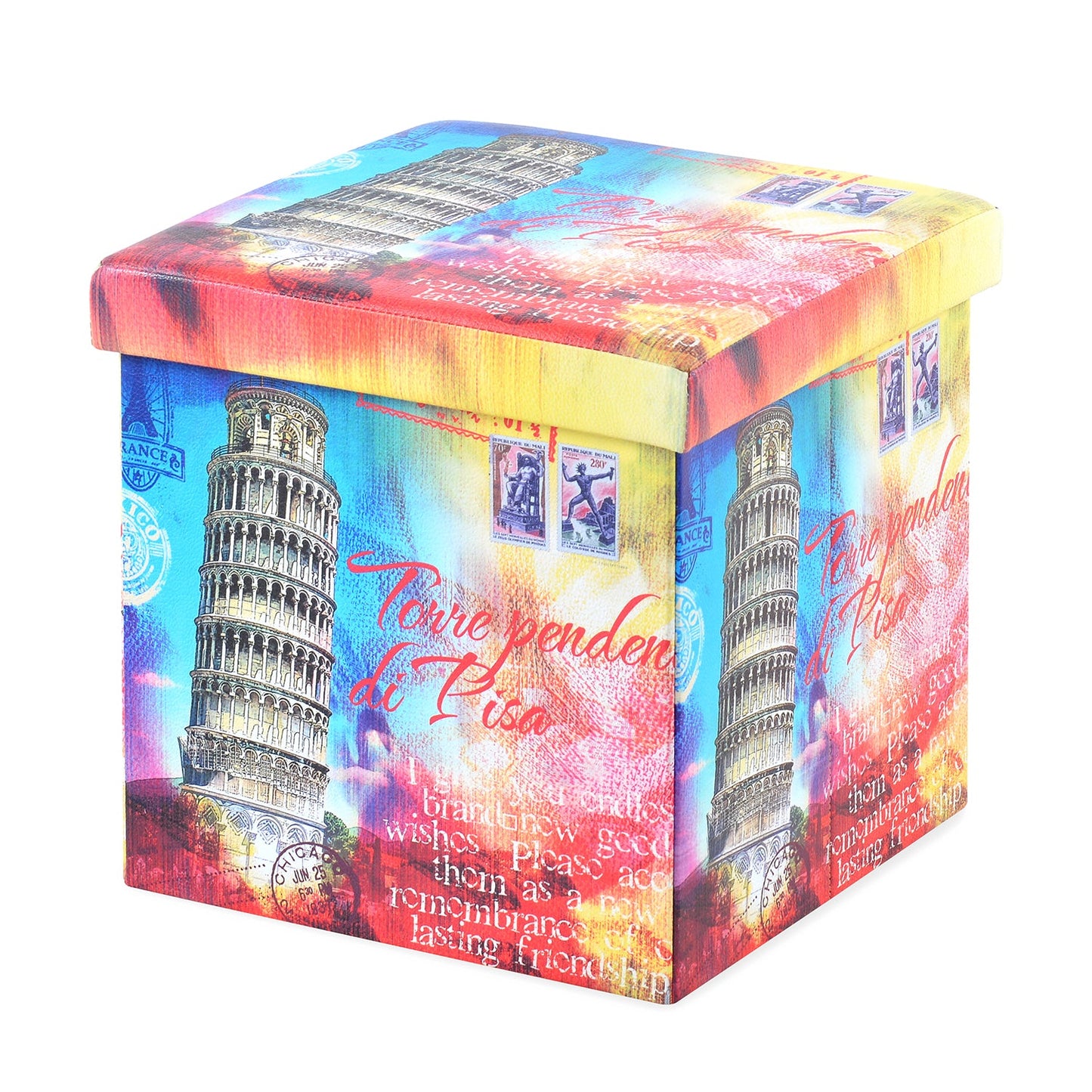 Nilkamal Pisa Folding Storage Ottoman (Blue / Pink)