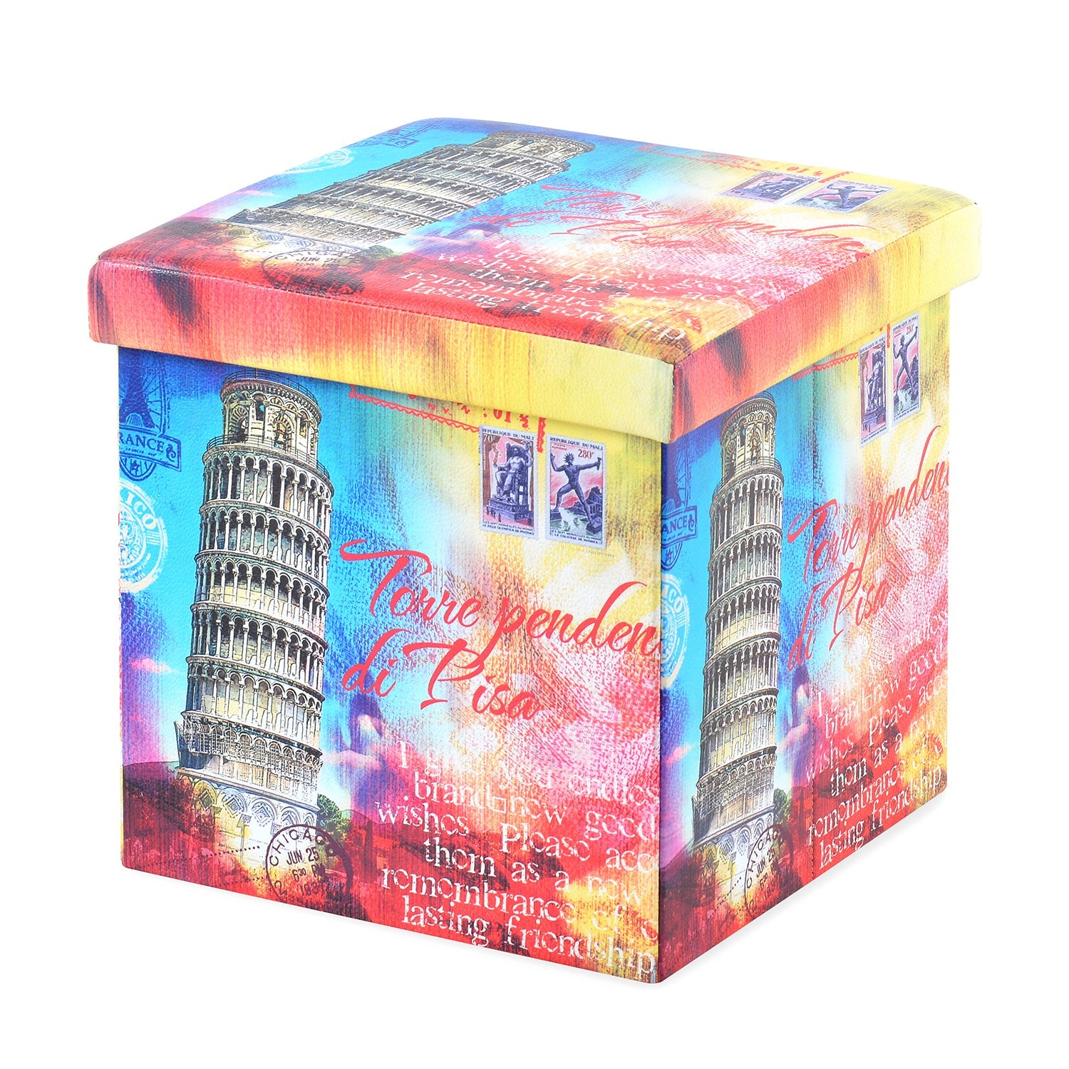 Nilkamal Pisa Folding Storage Ottoman (Blue / Pink)