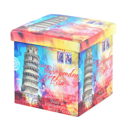 Nilkamal Pisa Folding Storage Ottoman (Blue / Pink)