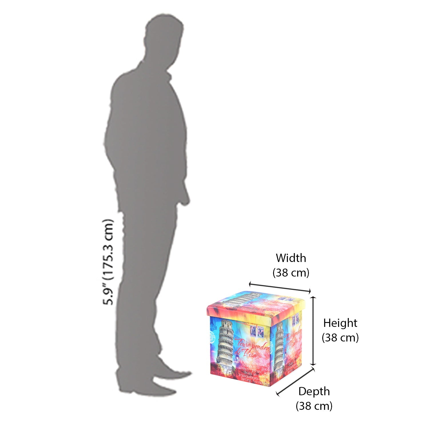 Nilkamal Pisa Folding Storage Ottoman (Blue / Pink)