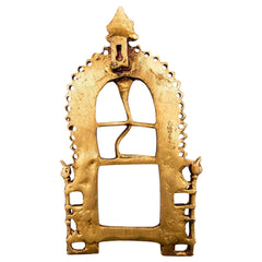 Bhunes Handcrafted Brass Prabhavali Arch Frame – Wall Hanging Prabhawali for Temple, Home Decor, Small Deities, Prabhaval Backdrop, Gold, 7.5 Inch, 1 Piece