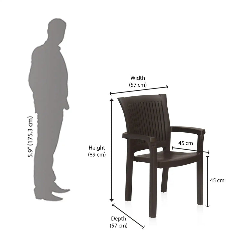 Nilkamal Platinum Plastic Arm Chair (Season Rust Brown)