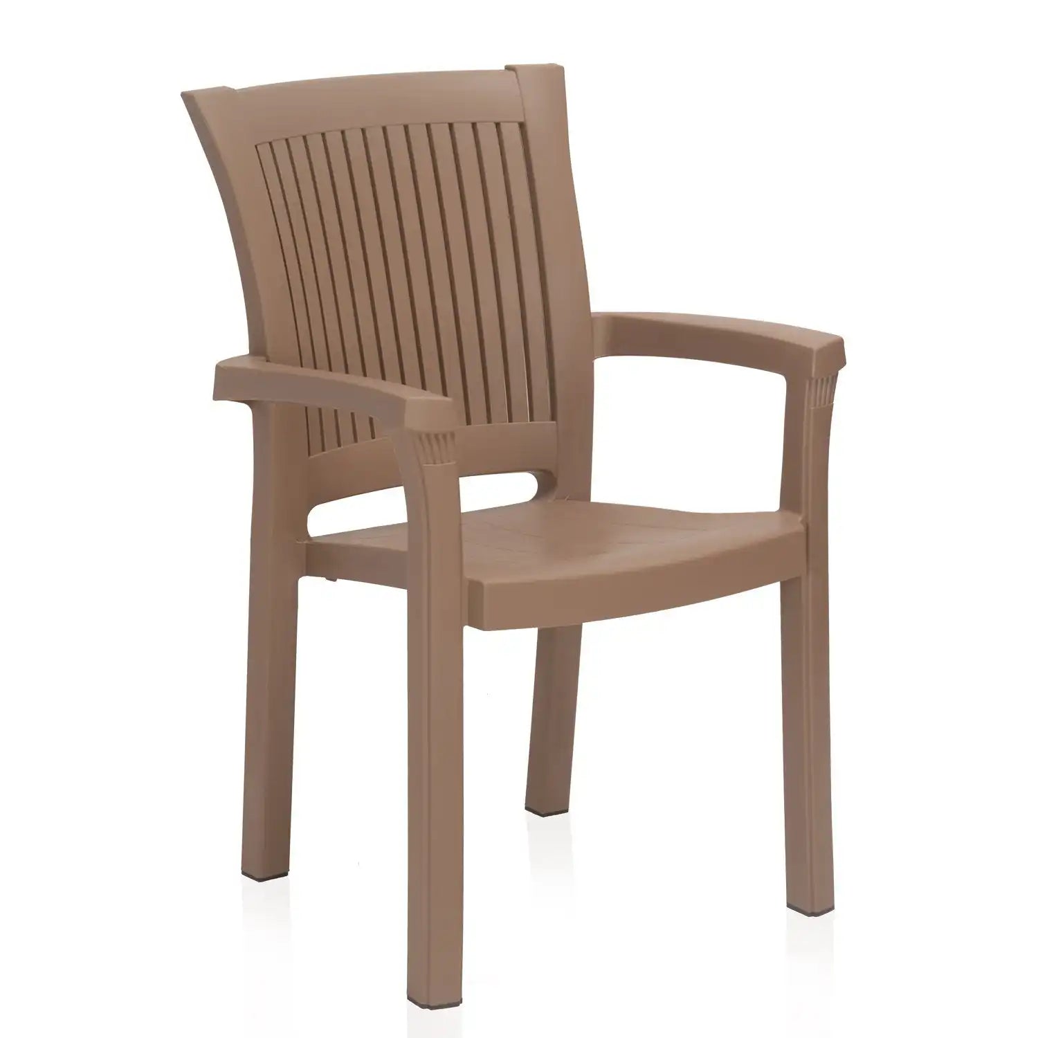 Nilkamal Platinum Premium Plastic Arm Chair (Rattan Dark Beige)