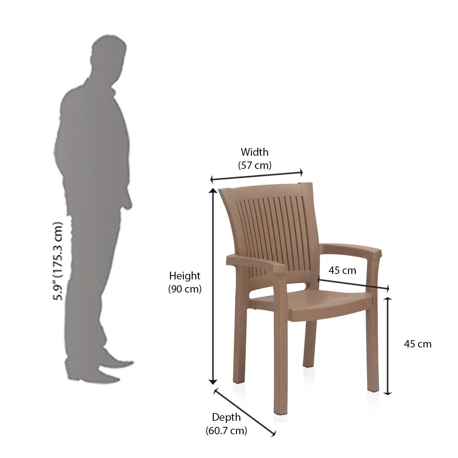 Nilkamal Platinum Premium Plastic Arm Chair (Rattan Dark Beige)