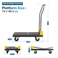 Corvids 200 Kg Portable Plastic Folding Hand Platform Trolley with 2-Year Warranty-2