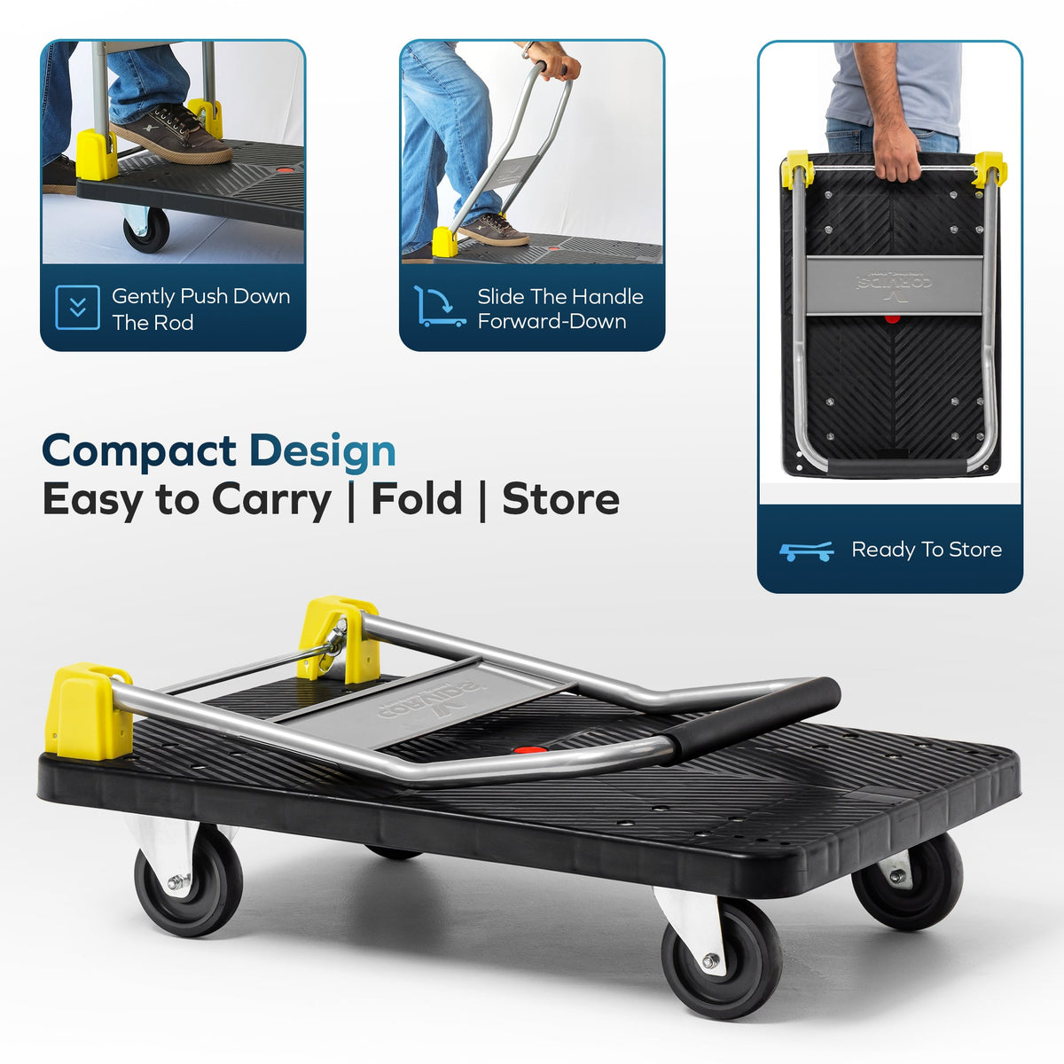 Corvids 200 Kg Portable Plastic Folding Hand Platform Trolley with 2-Year Warranty-6