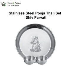 Stainless Steel Pooja Thali Set Shiv Parvati