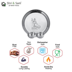 Stainless Steel Pooja Thali Set Shiv