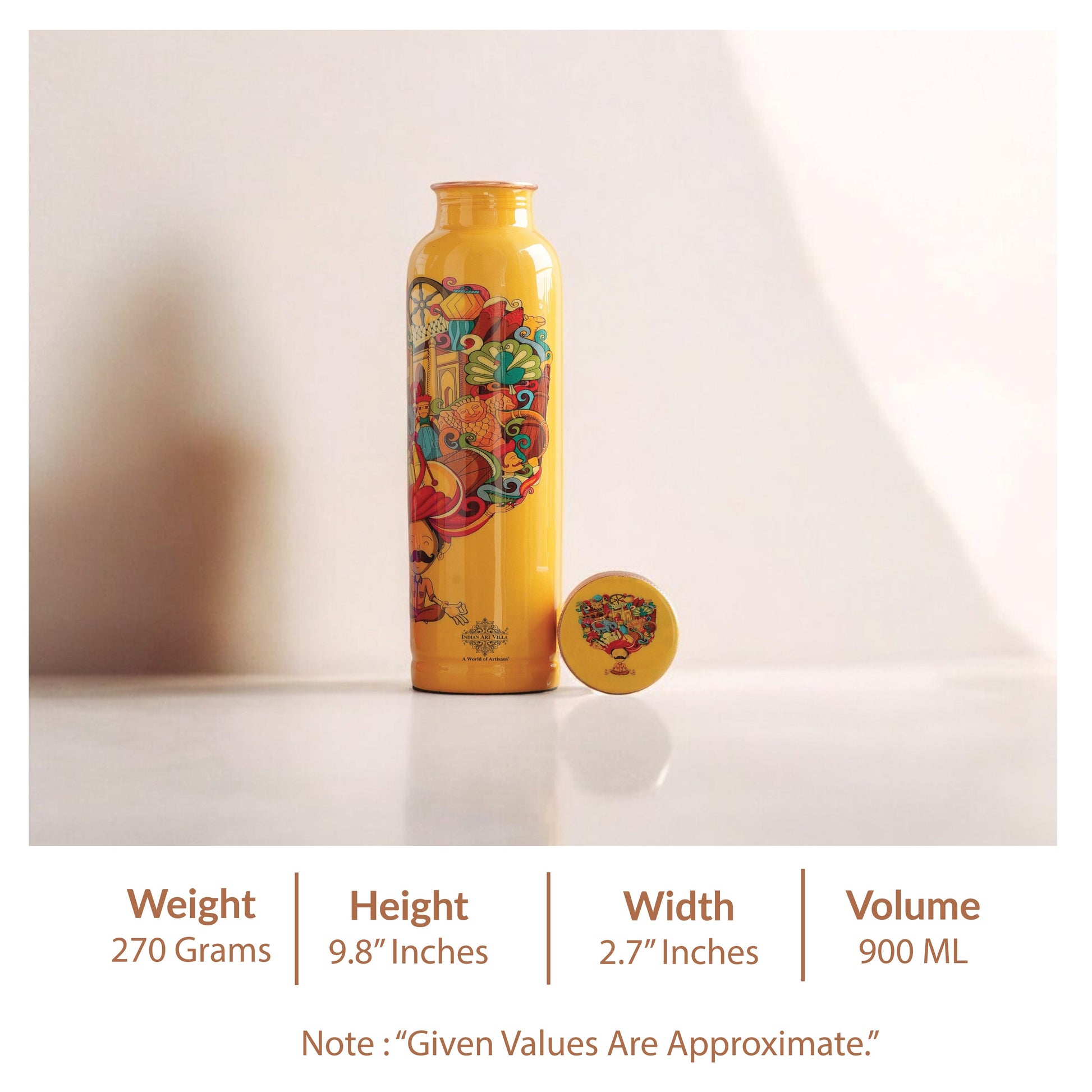 Tamba Bottle with Rajasthani Meena 'Padharo Mhare Desh' Design – 900 ML