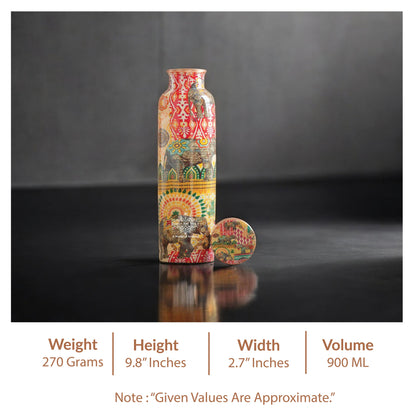 Tamba Bottle with Rajasthani Meena 'Padharo Mhare Desh' Design – 900 ML