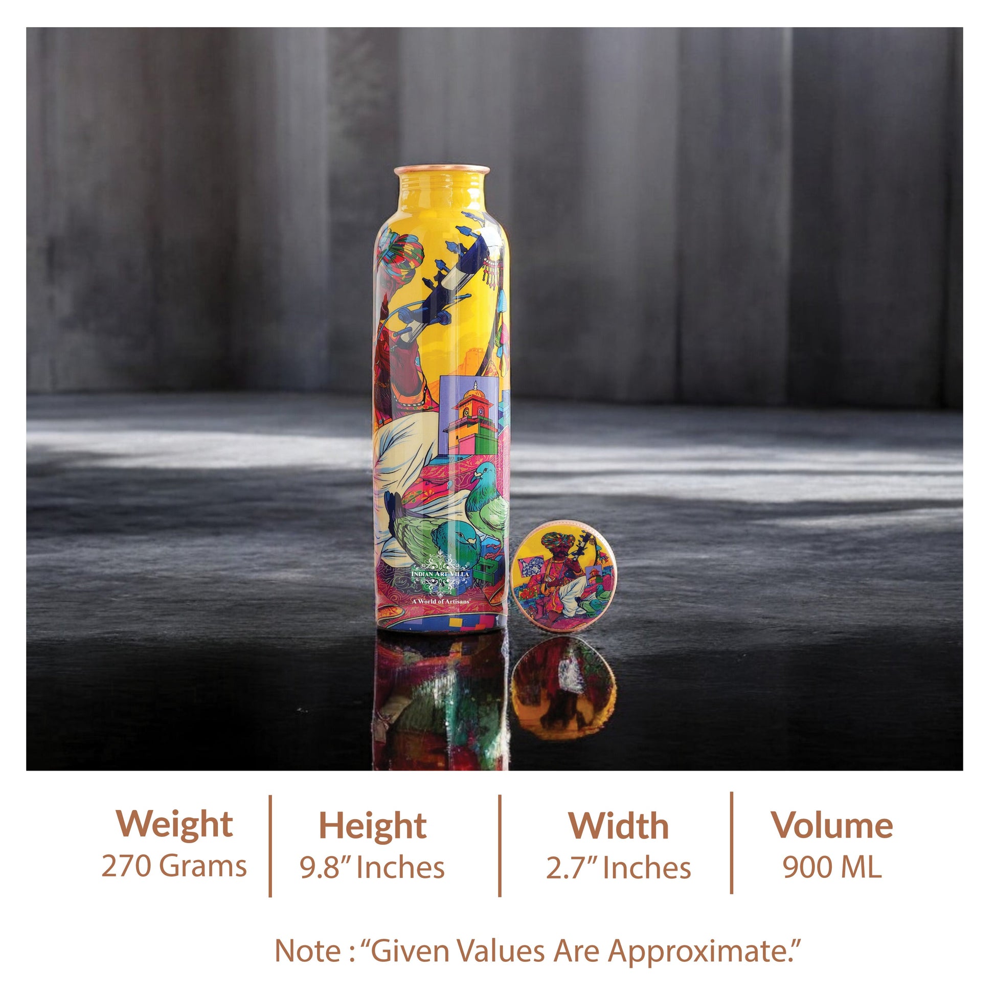 Tamba Bottle with Rajasthani Meena 'Padharo Mhare Desh' Design – 900 ML