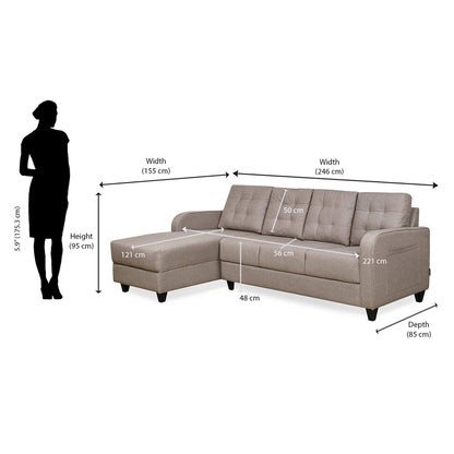 Nilkamal Protean Plus Lounger Right Hand Side Sofa (Brown)