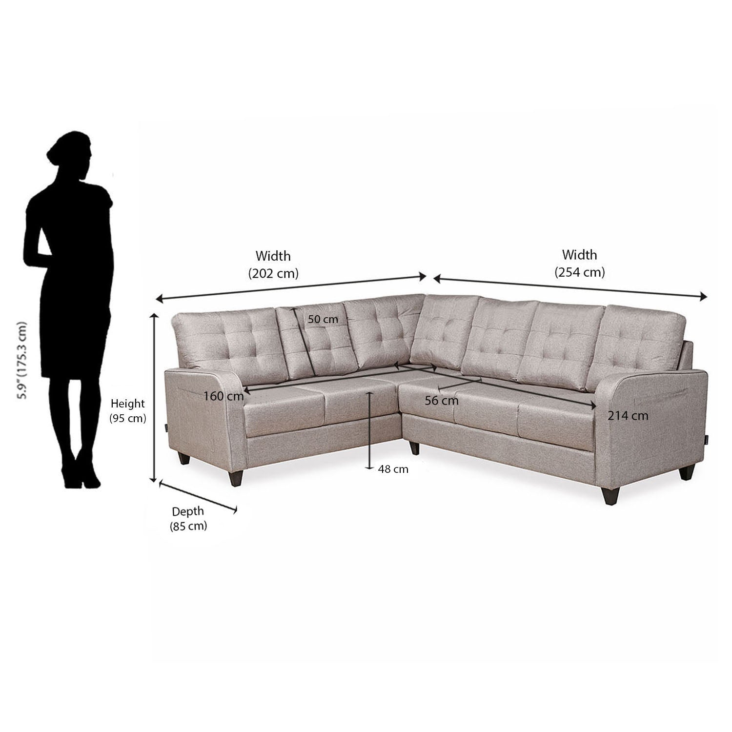 Nilkamal Protean Corner RH Sofa (Light Brown)