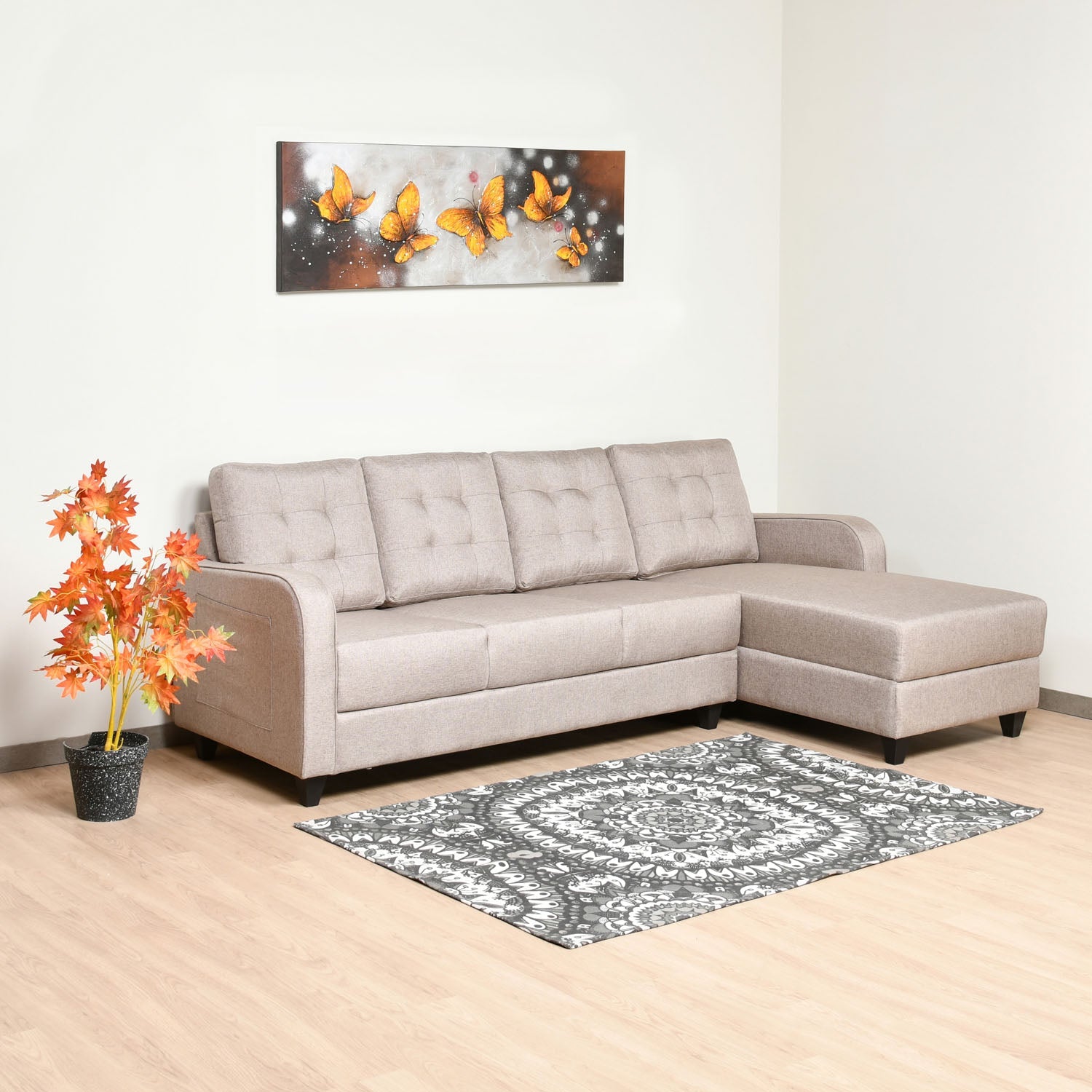 Nilkamal Protean Lounger LH Sofa (Light Brown)