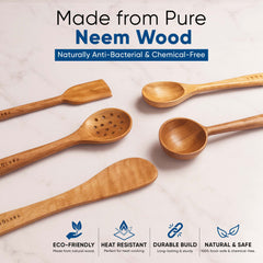 Neem Wood Spatula Set- Pack of 5