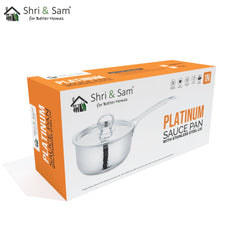 Stainless Steel Heavy Weight Hammered Sauce Pan with SS Lid Platinum