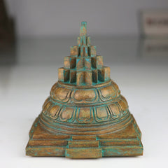 Bronze Handmade Panchaloha Meru Shree Yantra, Sri Chakra for Home Temple Vastu, Vishnu Lakshmi Sacred Geometry Idol Shree Yantra In Antique Finish, Brown, 4.5 Inch, 1 Piece