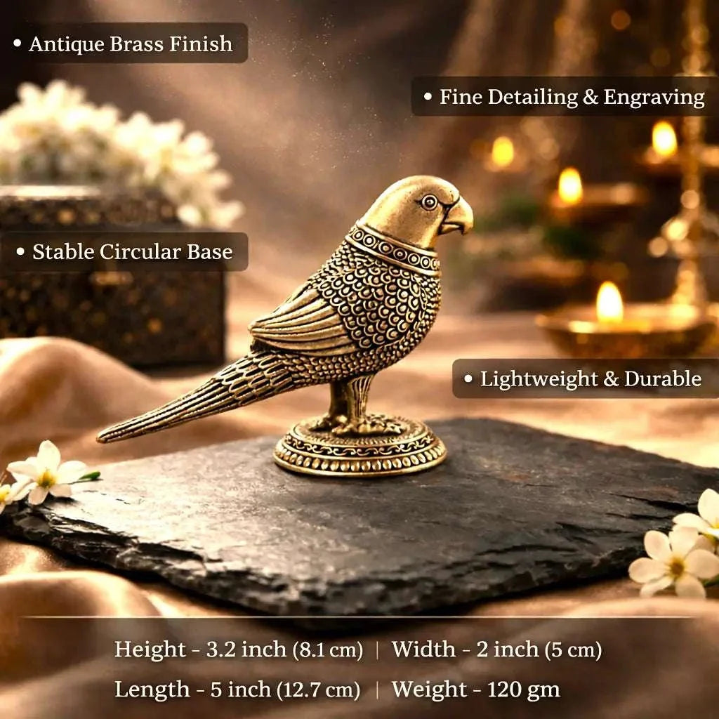 Brass Lightweight Parrot Figurine (2.8 Inch)