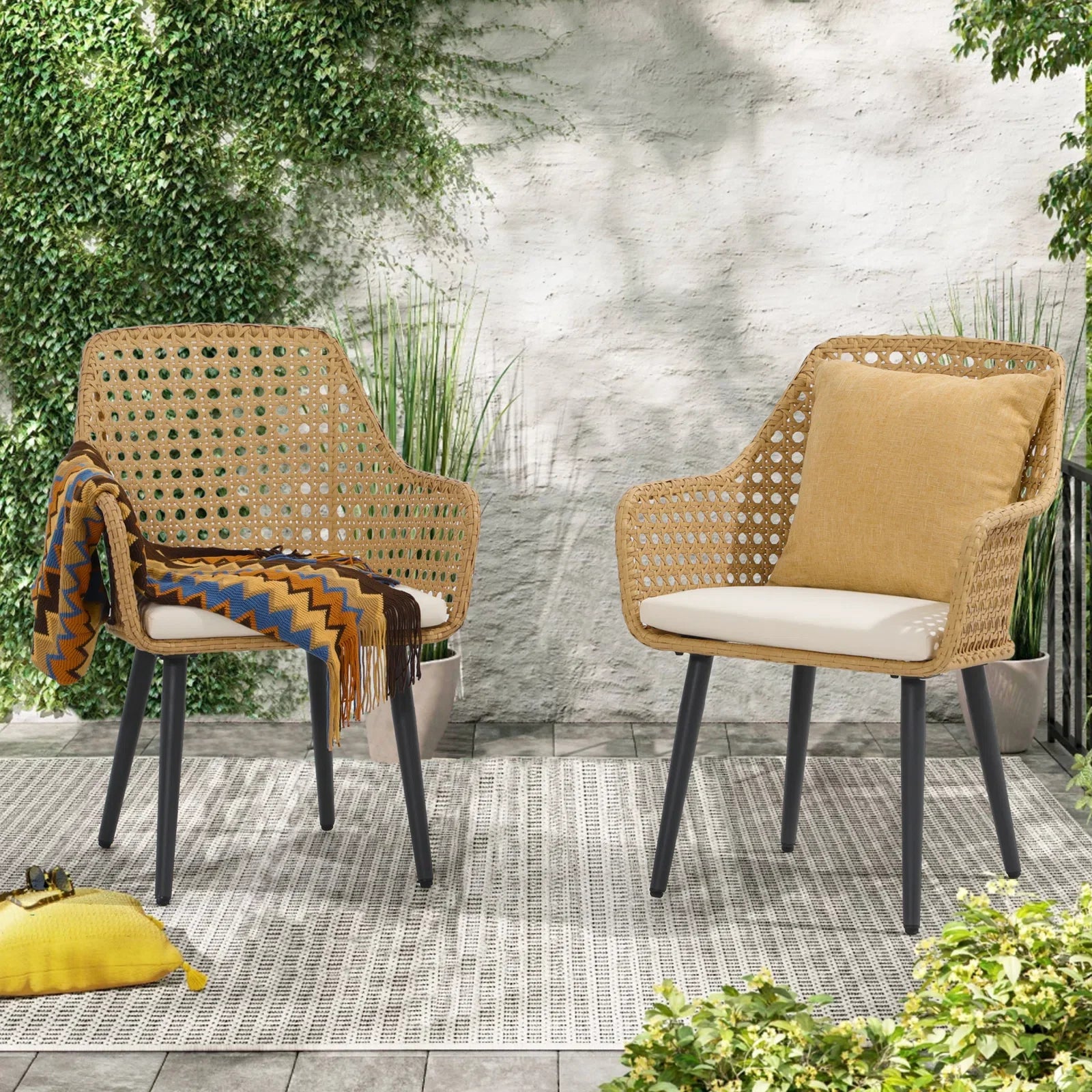 Mardi Outdoor Patio Seating Set 2 Chairs Set (Gold)