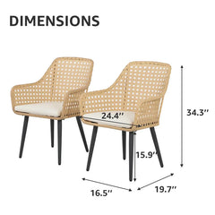 Mardi Outdoor Patio Seating Set 2 Chairs Set (Gold)