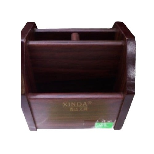 Wooden Multi-Purpose Pen Holder: Keep Your Desk Organized & Tidy compartments wooden rotation pencil stand Wooden Geometric Object-1