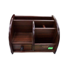 Pen HolderWooden Desk Organizer Pen/Pencil Stand with Drawer, Mobile Holder & Remote Stand for Office Desk/Table Storage Organizer Box, Pen Holder, Office Desk Accessories, Pen Stands for Office Use(1pcs)-2