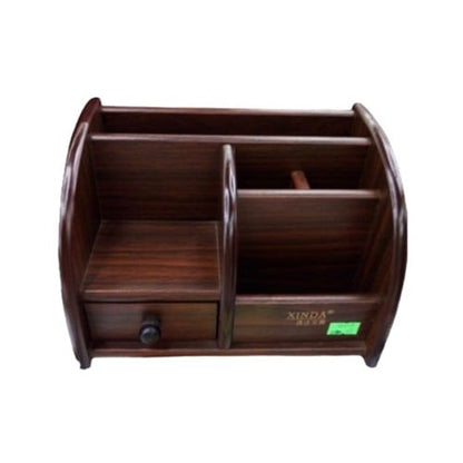 Pen HolderWooden Desk Organizer Pen/Pencil Stand with Drawer, Mobile Holder & Remote Stand for Office Desk/Table Storage Organizer Box, Pen Holder, Office Desk Accessories, Pen Stands for Office Use(1pcs)