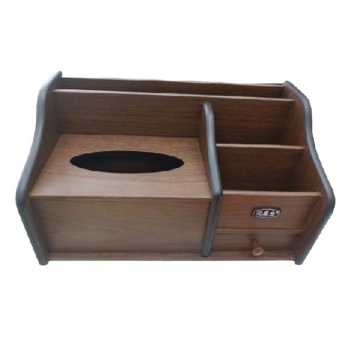 Paper Box Napkin Holder Tissue Box Holder with Storage Box Holder with Small Drawer Tissue Box Cover Desktop Organizer-1
