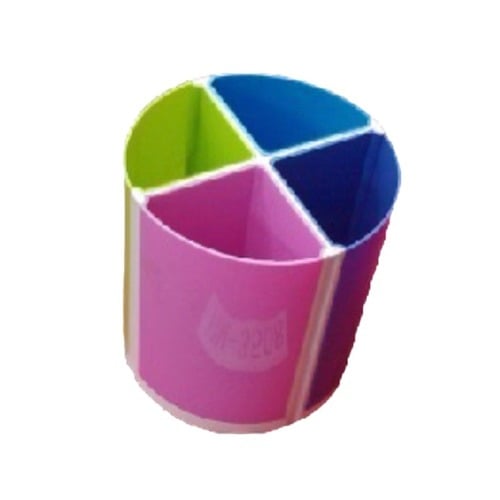4 Compartments Plastic Multi-Shape Pen Stand  (Multicolor)