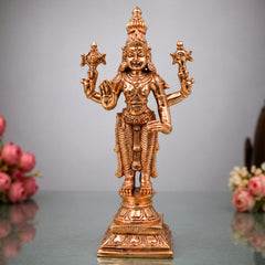 Bronze Perumal Vishnu Idol Sri Narayana Venkateshwara Balaji Lakshmi Narayan Ranganatha Murti Kansa Kamsya Handcrafted Temple Statue for Puja Home Decor, Gold, 6 Inch, 1 Piece