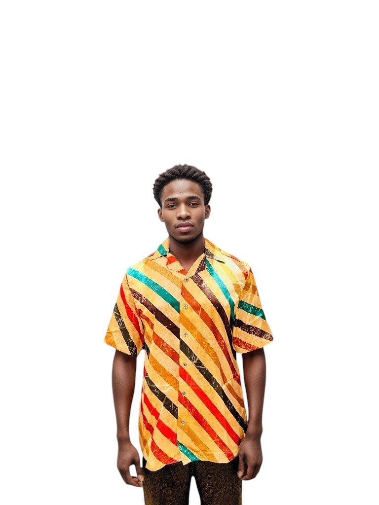 Multi Colour Relaxed Fit Striped Casual Shirt Retro Men-1
