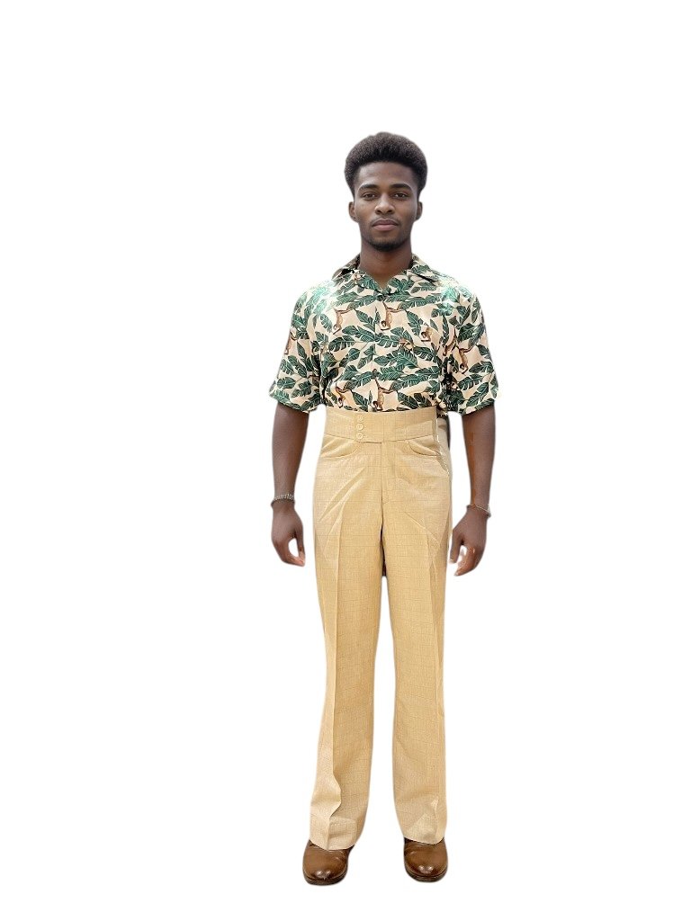 Relaxed Fit Printed Satin Shirt Retro Men-3