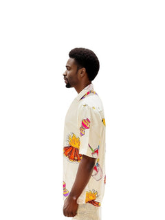 Mens Printed Party White Shirt Retro Men-3