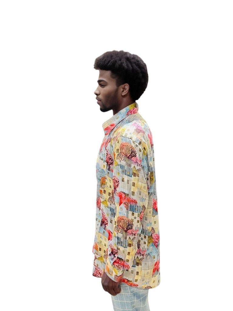 Relaxed Fit Printed Formal Men Shirt