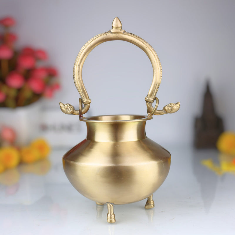 Brass Kamandal for Pooja, Pital Kamandalu, Kansa, Hitalle Water Pot for Rishi, Sadhu, Yogi, Muni, Puja, Havan & Meditation Rituals, Gold, 11 Inch, 1 Piece